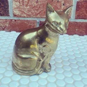 Vintage Hollowed Out Brass House Cat
